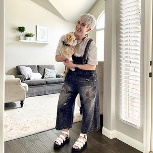 Oversized Distressed Overalls